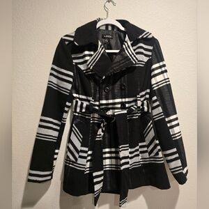 Plaid Black and White Pea Coat A. BYER Size Small